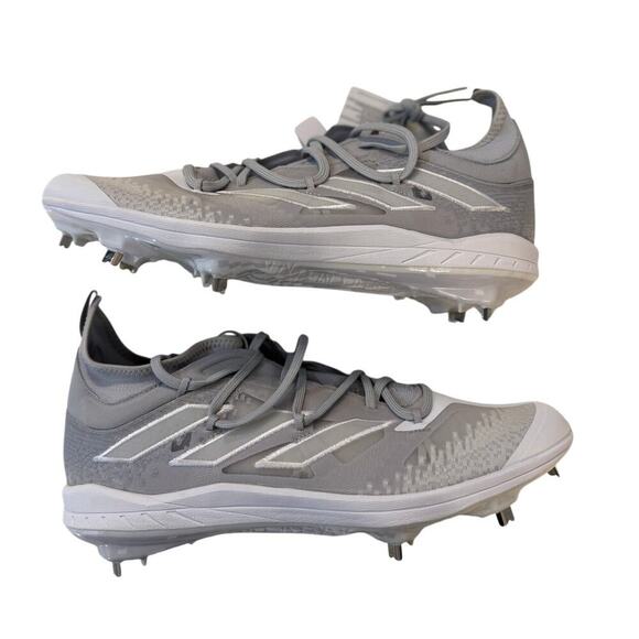 Adidas Adizero Afterburner Baseball Cleats Size 13.5 Gray White Metal Spikes NWT - Picture 1 of 7